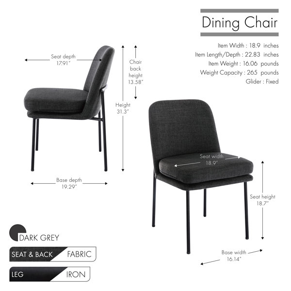 Corrigan Studio® Lydia Fabric Upholstered Dining Chair with Iron Legs